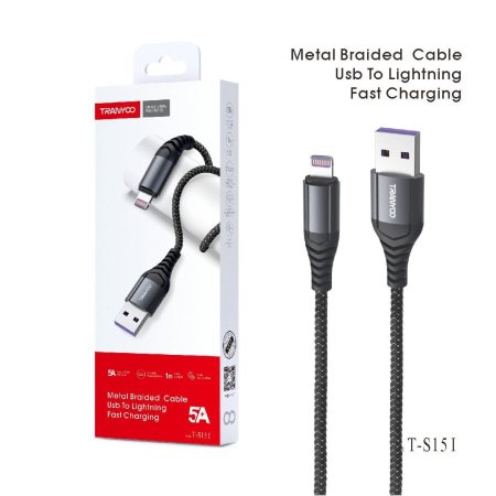 كيبل آيفون T-S15I داعم للشحن السريع USB TO IPHONE قياس (1) متر